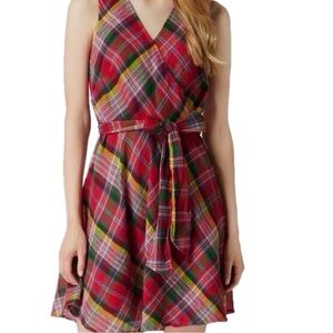 Lauren Ralph Lauren Plaid Crinkle Cotton Sleeveless Dress